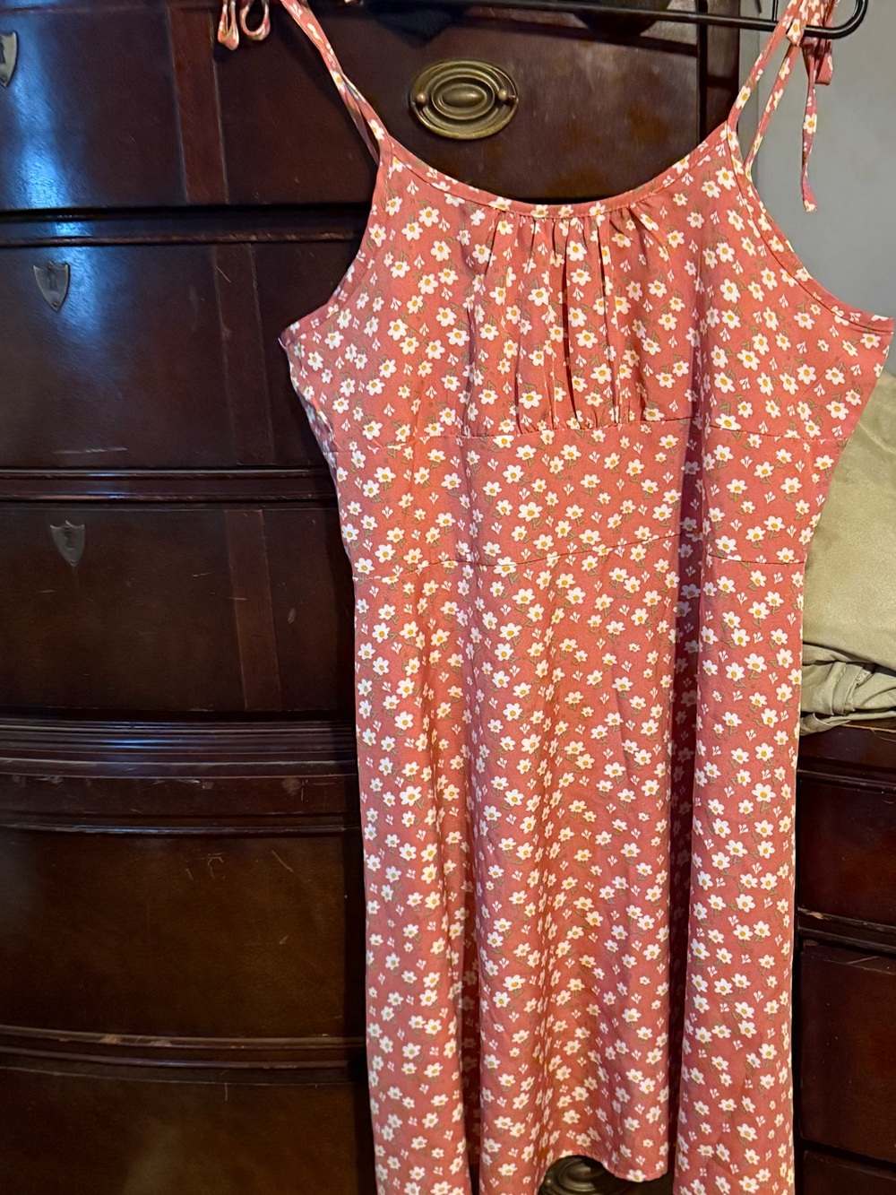 Source Unknown Pink Floral Tie-Strap Mini Dress